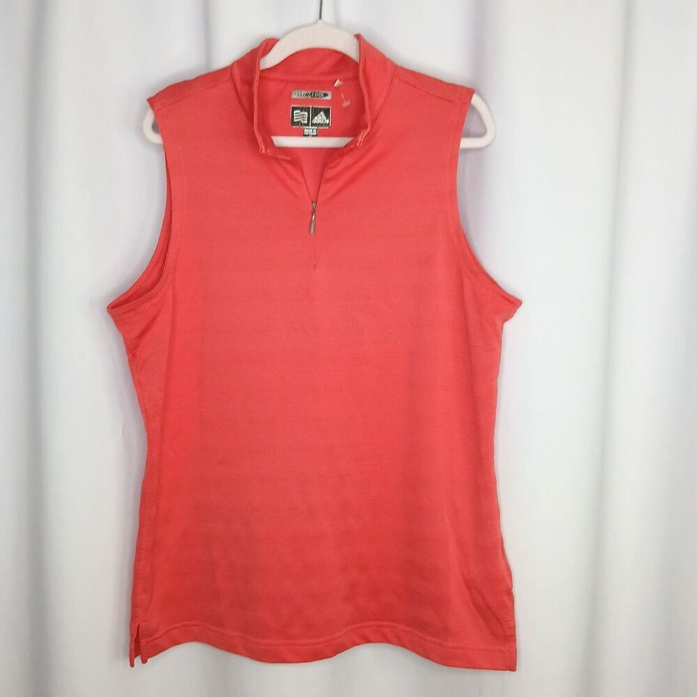 Adidas ClimaCool 1/4 Zip Mock Neck Athletic Tank Top Sleeveless Top Womens Med
